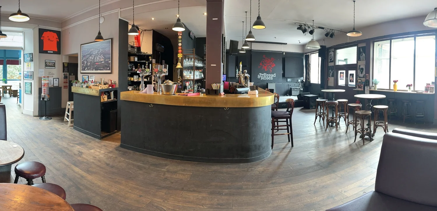 The bar and dining room at The Bread & Roses
